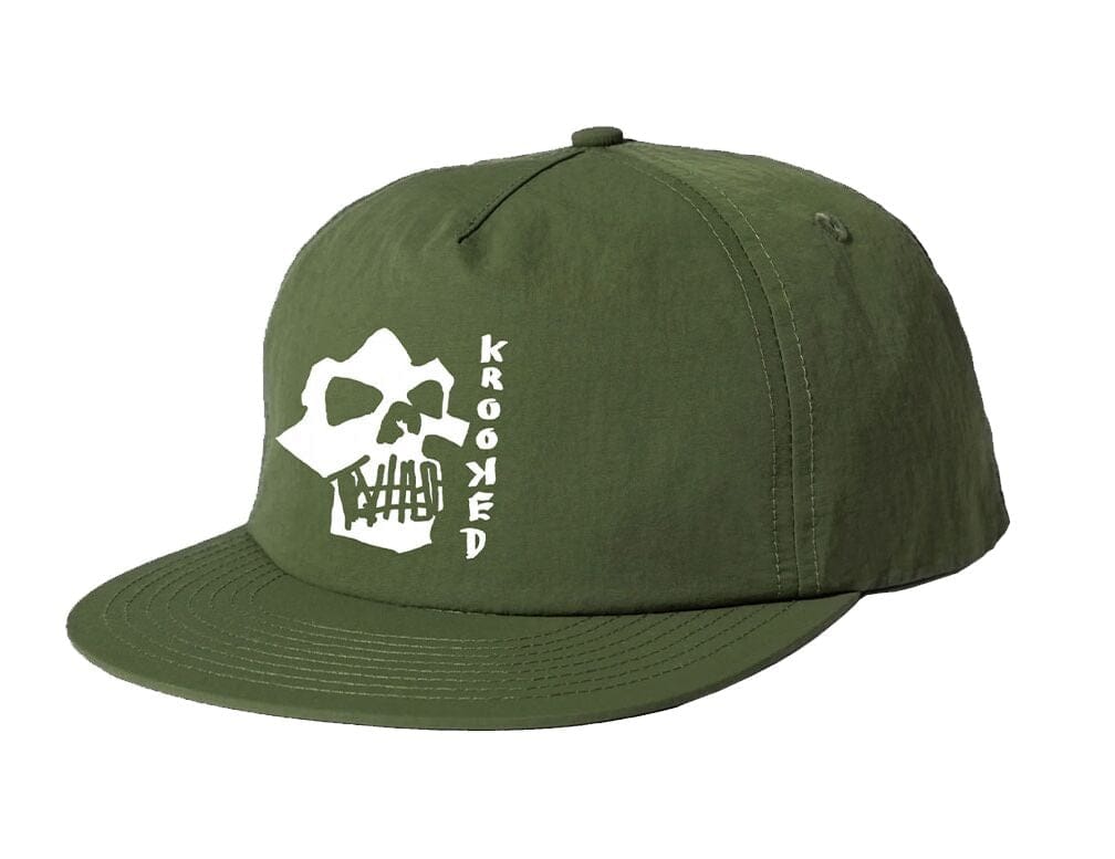 KROOKED HAT Krooked Skulls Snapback Hat - Olive
