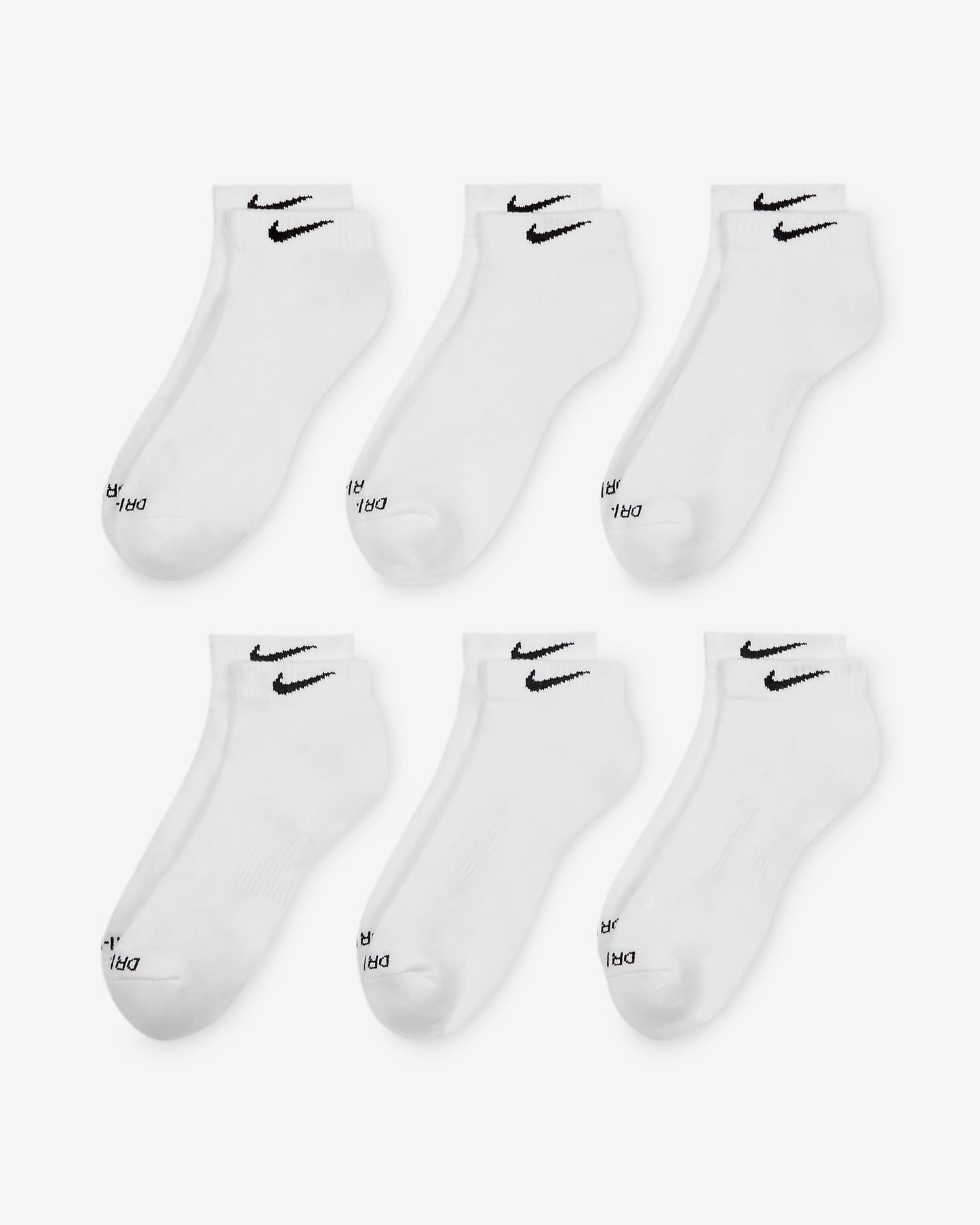 NIKE SB SOCKS 8-12 Nike Everyday Plus Cushioned Training Low Socks 6 Pack - White