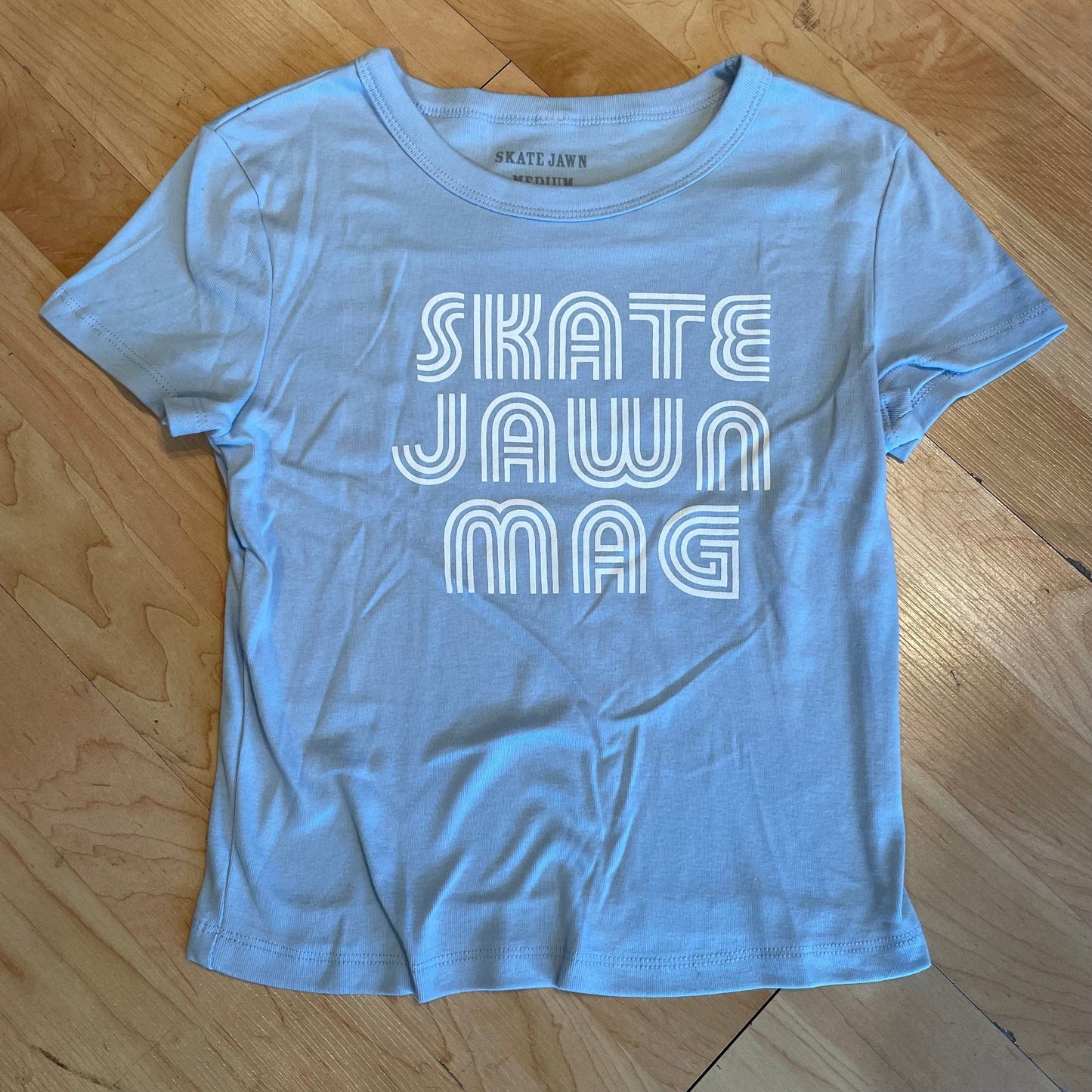 SKATE JAWN WOMENS T-SHIRT Skate Jawn Stripe Baby Tee - Baby Blue