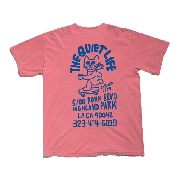 THE QUIET LIFE T-SHIRT The Quiet Life Skating Cat Tee - Coral