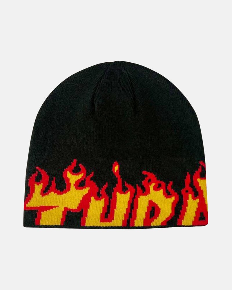 THRASHER BEANIE Thrasher Flame Skully Beanie - Black