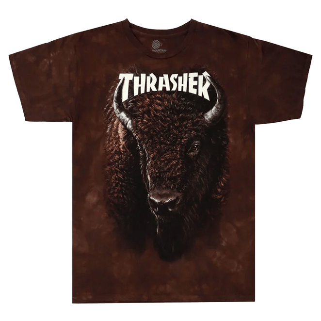THRASHER T-SHIRT Thrasher Magazine Bison Tee - Brown