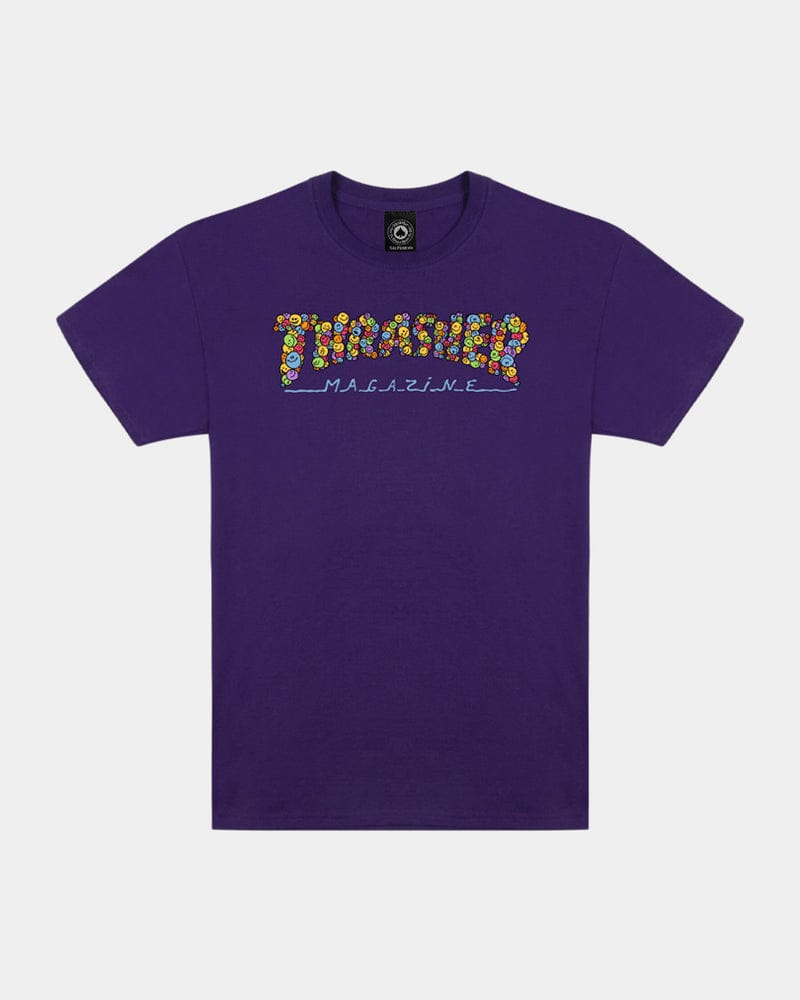 THRASHER T-SHIRT Thrasher Magazine Smile By Spanky Tee - Purple