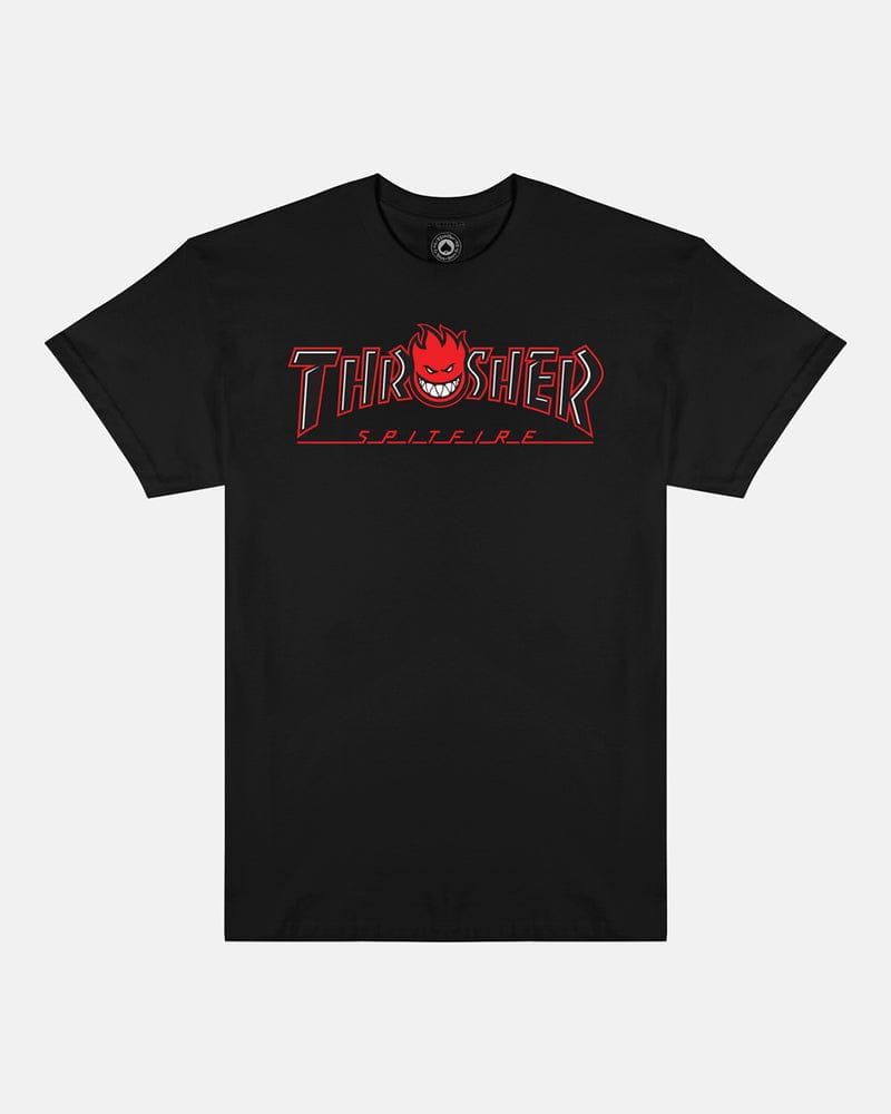 THRASHER T-SHIRT Thrasher Magazine x Spitfire Big Head Outline Tee - Black