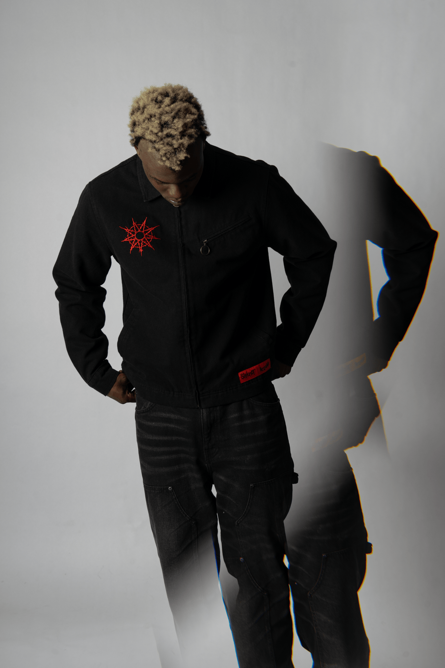 WELCOME SKATEBOARDS JACKET Welcome x Slipknot Self-Titled Custom Printed Canvas Jacket - Black
