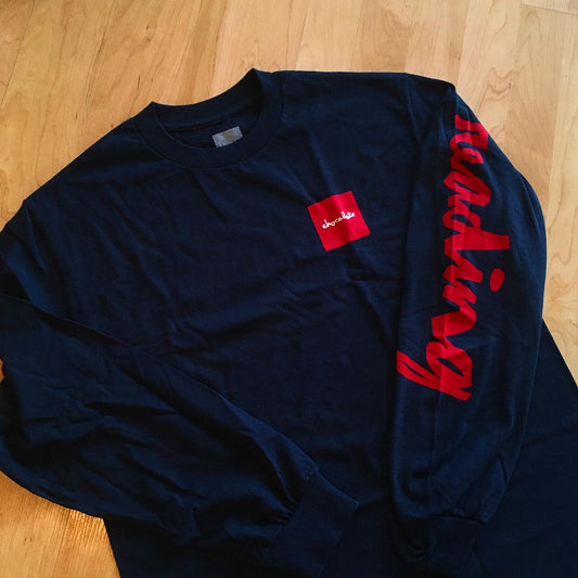 CHOCOLATE READING C.T.W. L/S TEE - NAVY RED