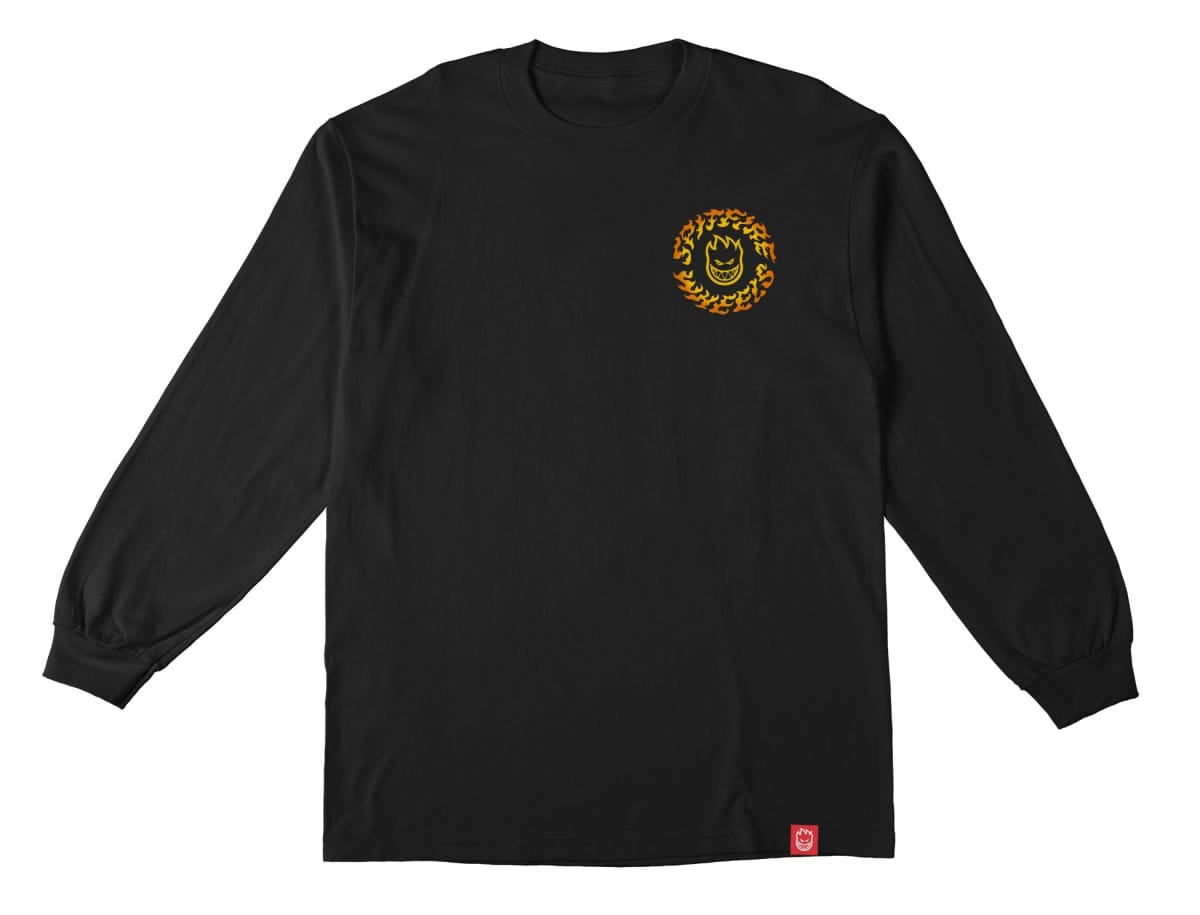 SPITFIRE TORCHED SCRIPT L/S TEE - BLACK ORANGE