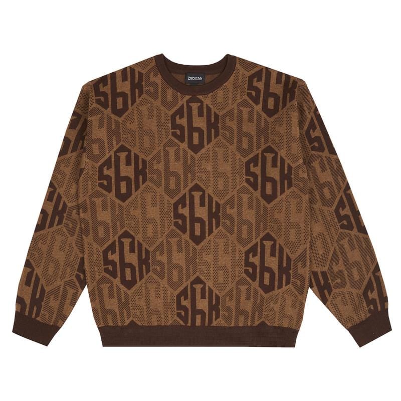 BRONZE 56K 総柄ニット ニット L BRONZE 56K KNIT SWEATER - BROWN – Holistic Skateshop