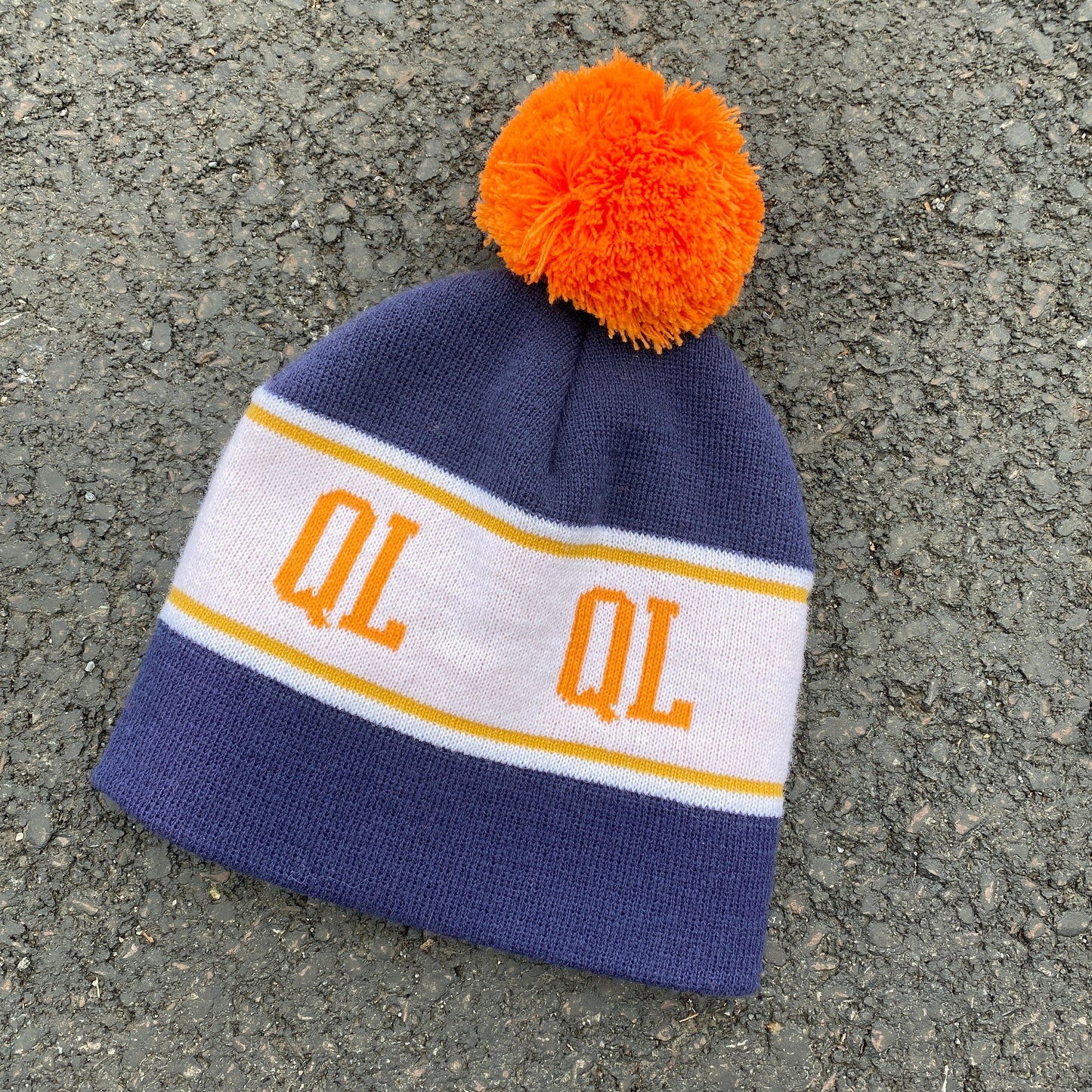 THE QUIET LIFE BEANIE The Quiet Life Bright Pom Beanie - Navy Orange