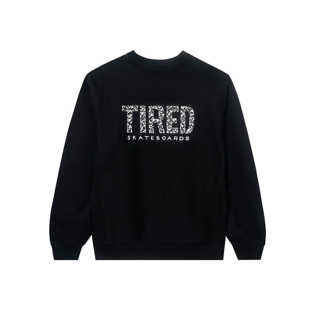 TIRED CREWNECK TIRED ELEPHANT PATTERN CREWNECK - BLACK