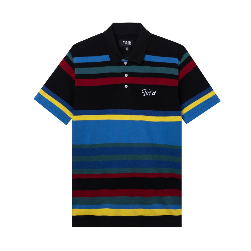 TIRED T-SHIRT L TIRED STRIPED POLO TEE - MULTI