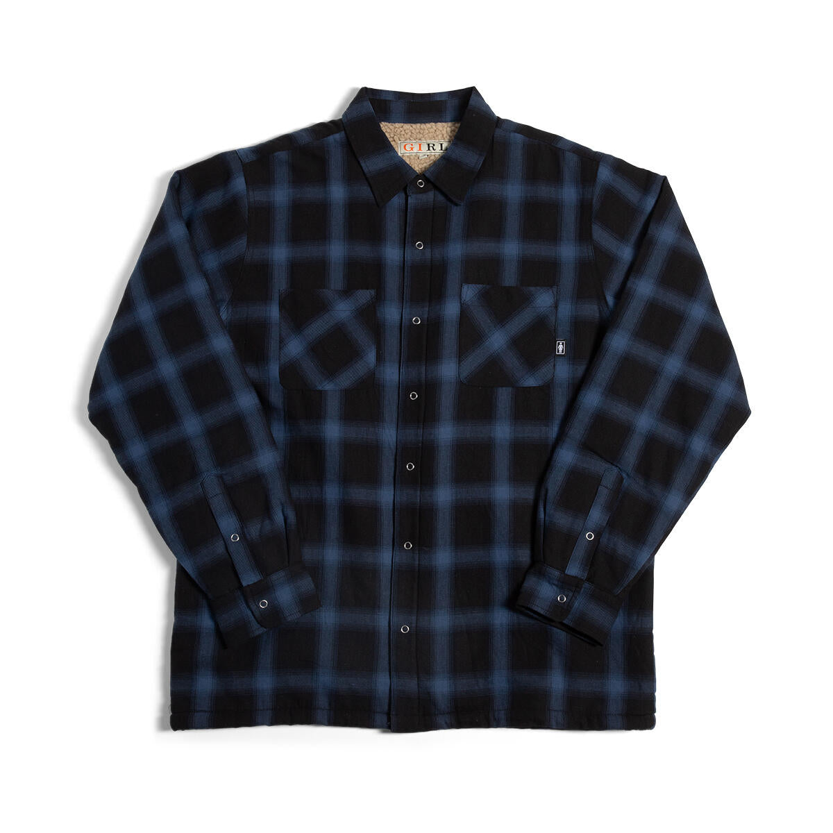 Girl Sherpa Lined Flannel Jacket - Navy