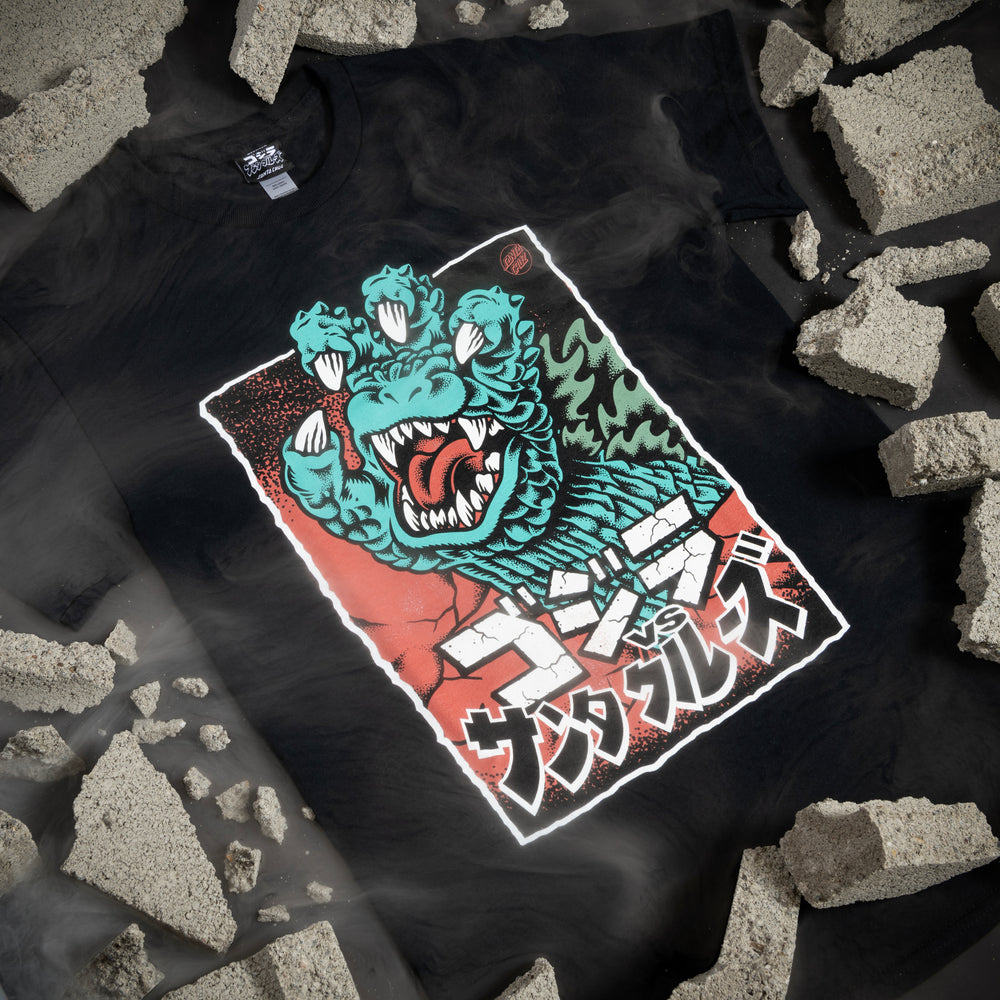 Santa Cruz Hand Front Tee - (Godzilla) Black