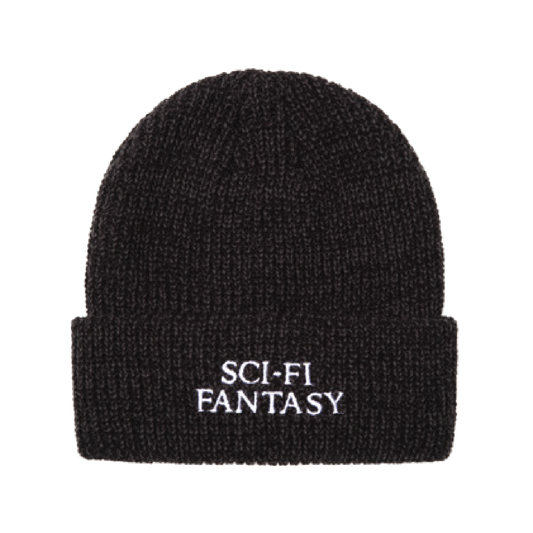 Sci-Fi Fantasy Mixed Yarn Logo Beanie - Black Grey