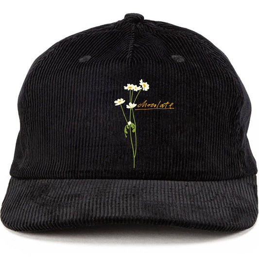 Chocolate Stems 5 Panel Cord Hat - Black