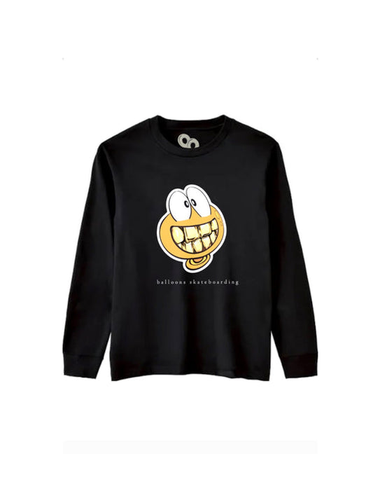 Balloons Gold Front L/S Tee - Black