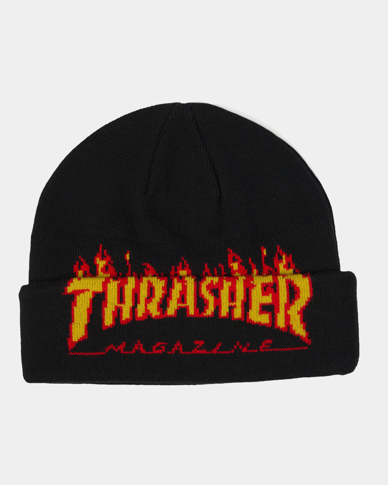 Thrasher Magazine Flame Fold Beanie - Black