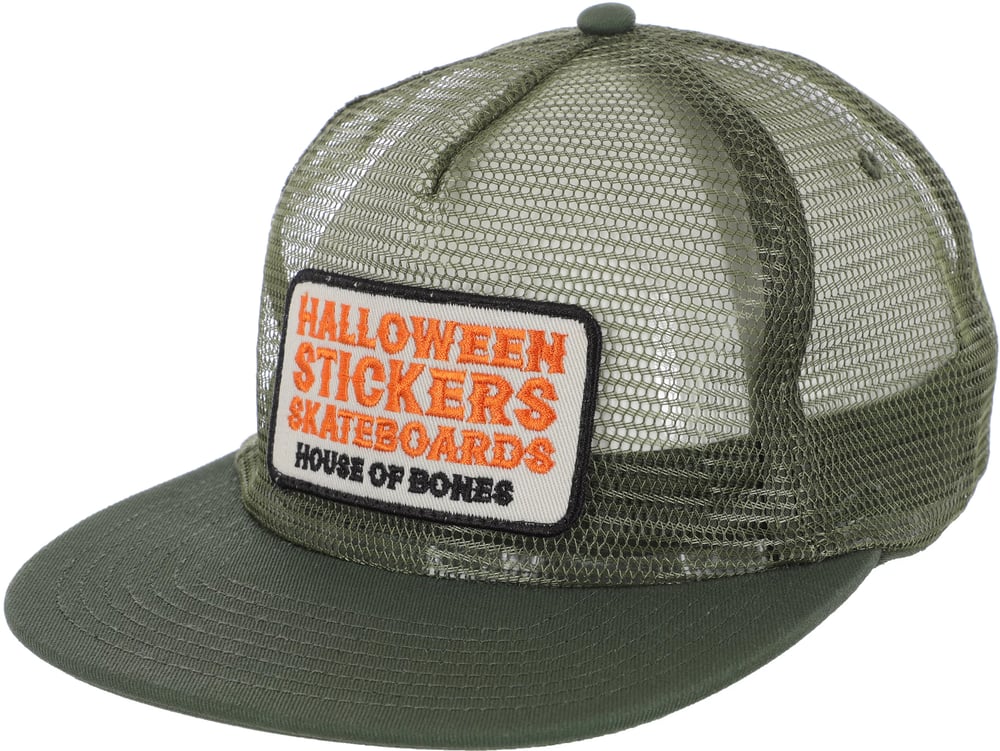 Halloween Stickers Skateboards House Of Bones Hat - Army Green