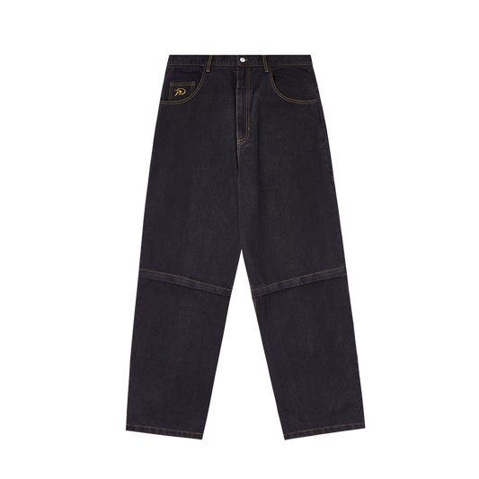 Pangea Jeans Leaf Logo Carpenter Zip Off Jeans - Washed Black