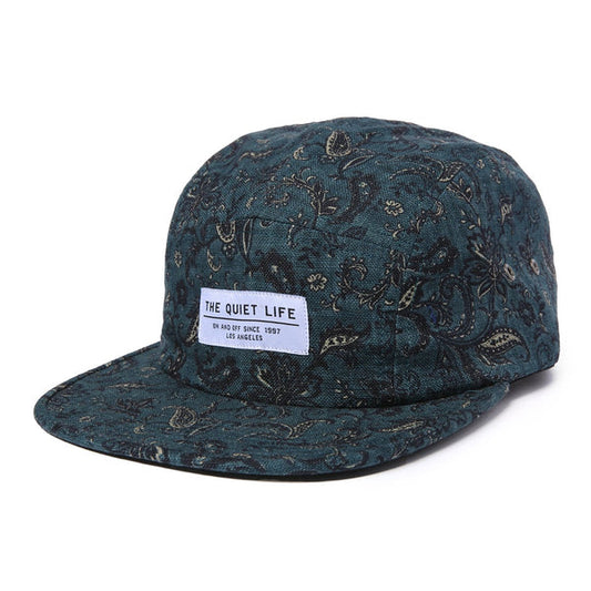 The Quiet Life Paisley Floral 5 Panel Camper Hat - Forest Green