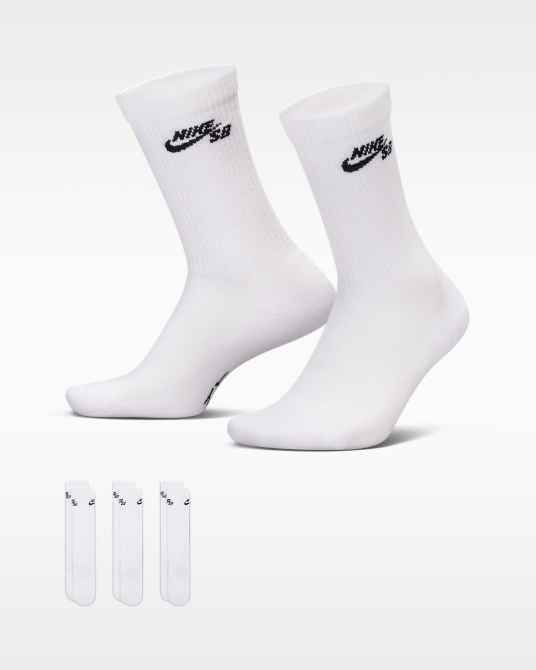 Nike SB Everyday Elevated Cushioned Crew Socks 3 Pack - White