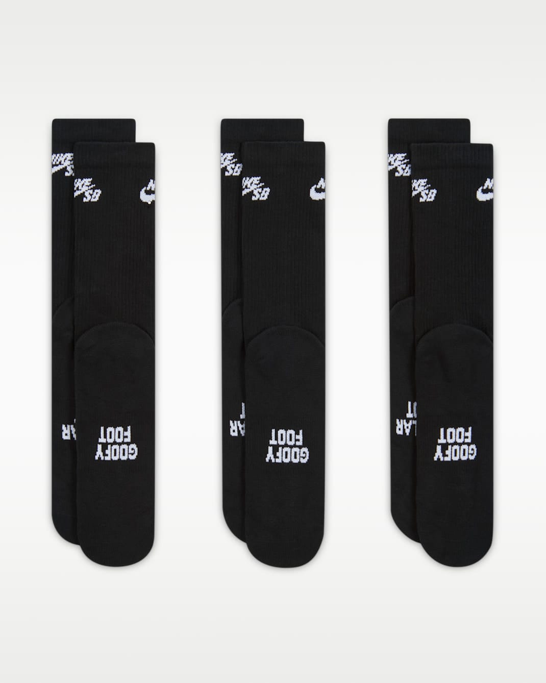 Nike SB Everyday Elevated Cushioned Crew Socks 3 Pack - Black