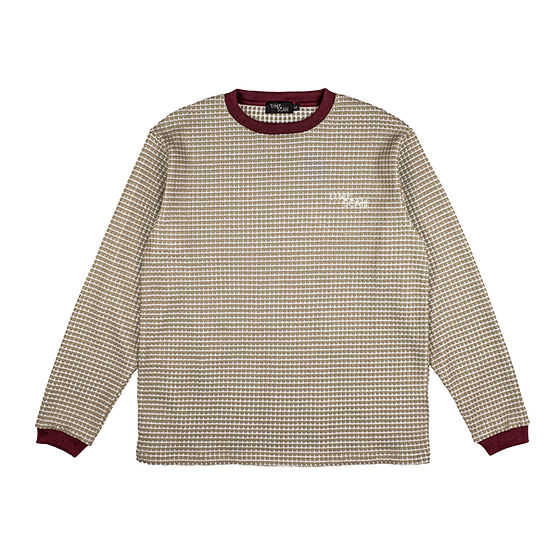 Timescan Waffle Knit Sweater - Beige Maroon