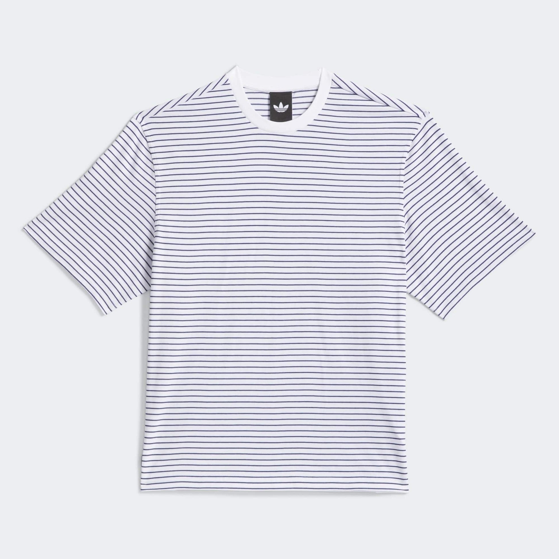 ADIDAS SKATEBOARDING T-SHIRT Adidas Skateboarding Yarn Dye Tee - White Dark Blue