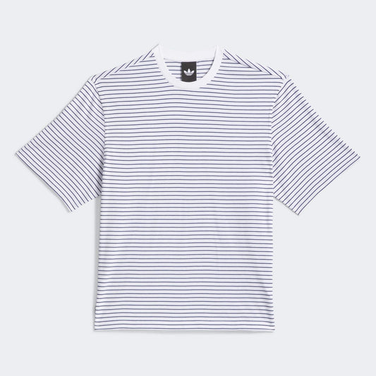 ADIDAS SKATEBOARDING T-SHIRT Adidas Skateboarding Yarn Dyed Stripe Tee - White Navy
