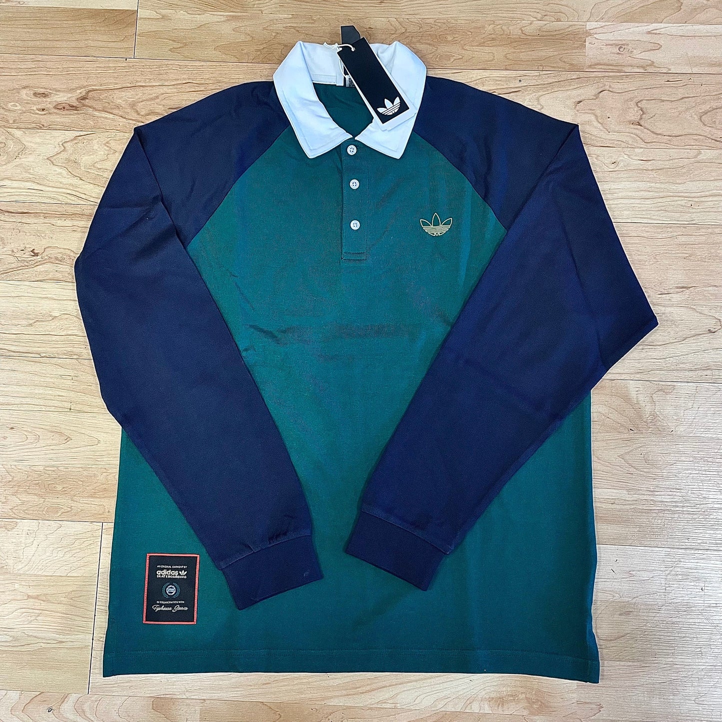 ADIDAS SKATEBOARDING LONGSLEEVE TEE Adidas Tyshawn Rugby Longsleeve Tee - Forest Green