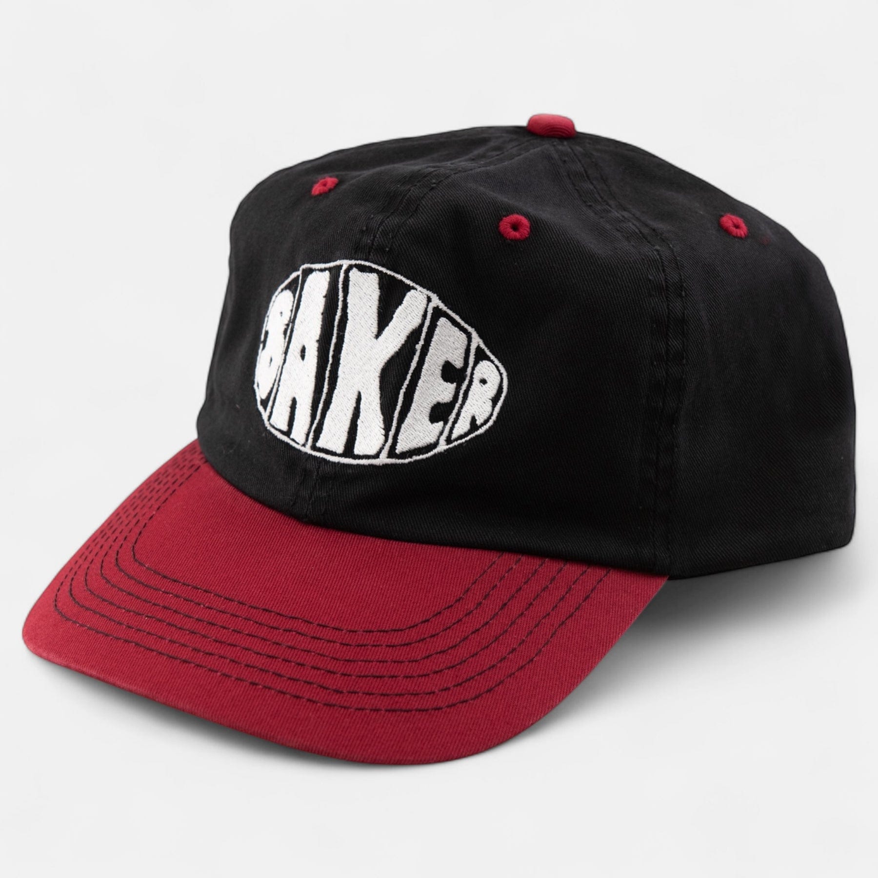 BAKER HAT Baker Sprayed Oval Snapback Hat - Black Red