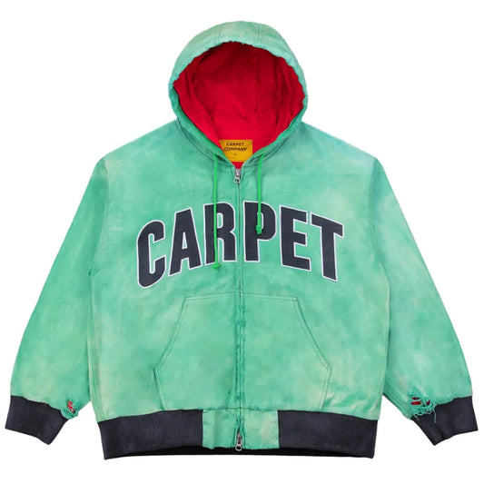 Carpet Company JACKET L Carpet Battered Varsity Work Jacket - Washed Green