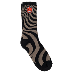 Spitfire Bighead Fill Swirl Embroidered Socks - Tan Black