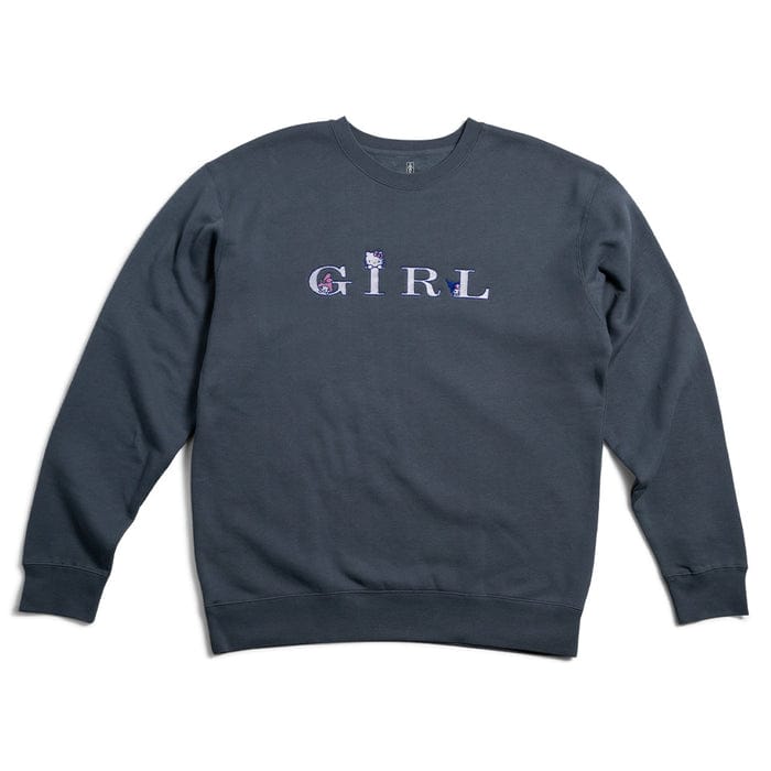 GIRL CREWNECK Girl Skateboards x Sanrio Hello Kitty Rainbow Serif Crewneck - Storm Blue