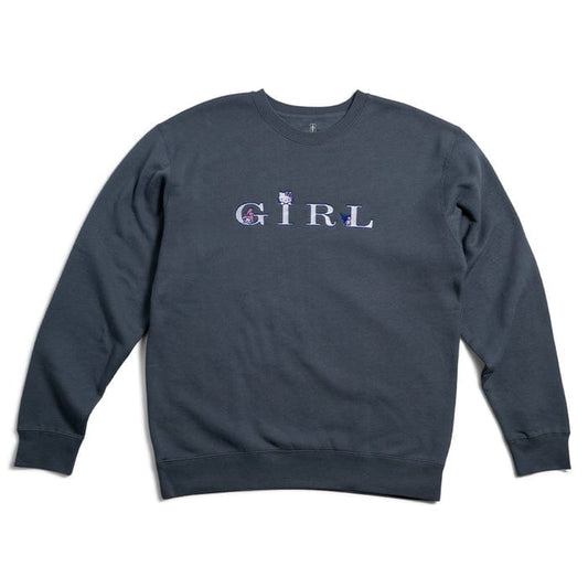 GIRL CREWNECK Girl Skateboards x Sanrio Hello Kitty Rainbow Serif Crewneck - Storm Blue