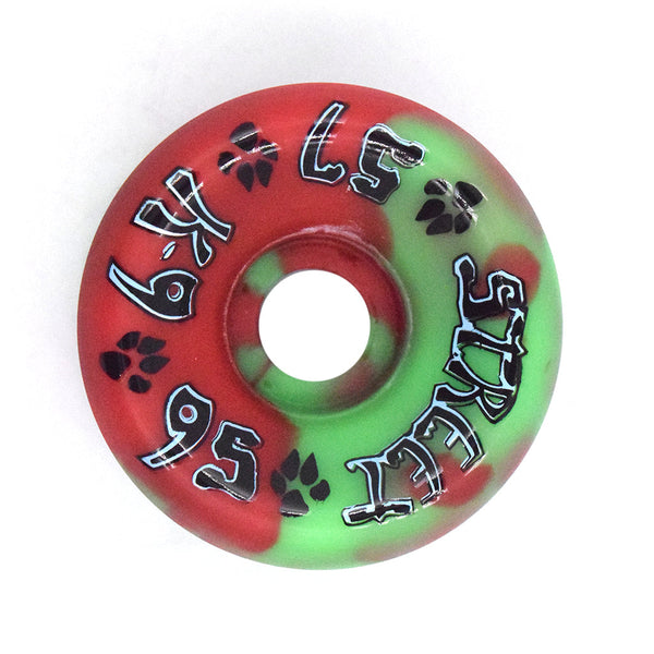 Dogtown K-9 80s Red / Green Swirl Wheels 57mm - 95a