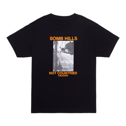 GX1000 T-SHIRT M GX1000 Bomb Hills Not Countries Tee - Black Orange