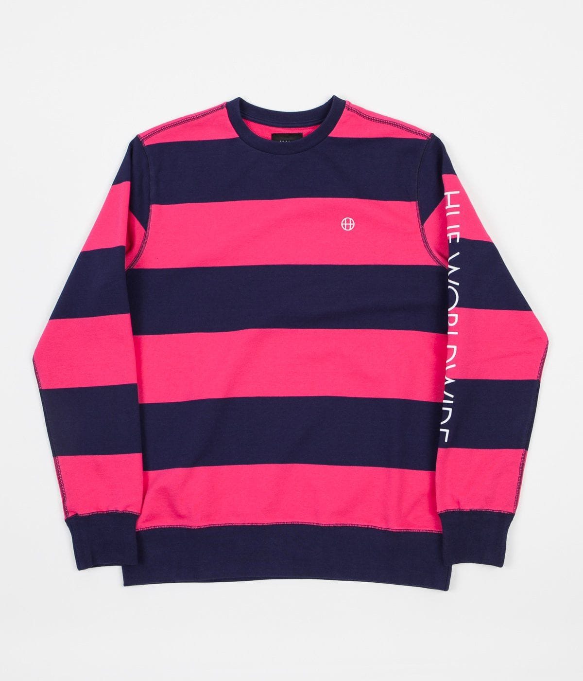 HUF CREWNECK M HUF Catalina Stripe Crew Fleece - Magenta Navy