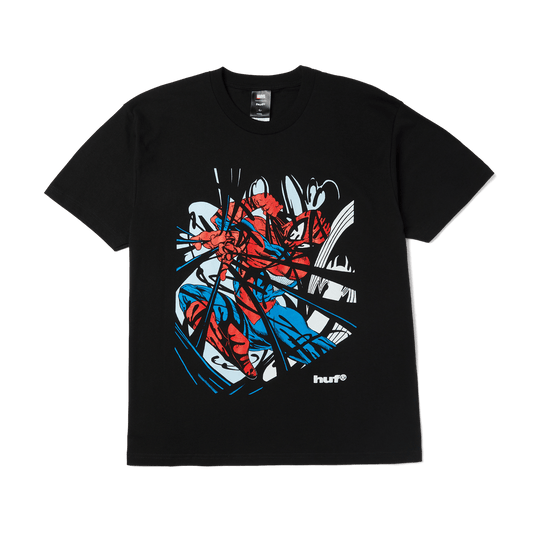 HUF T-SHIRT HUF Entangled Washed Tee - (Spider-Man) Black