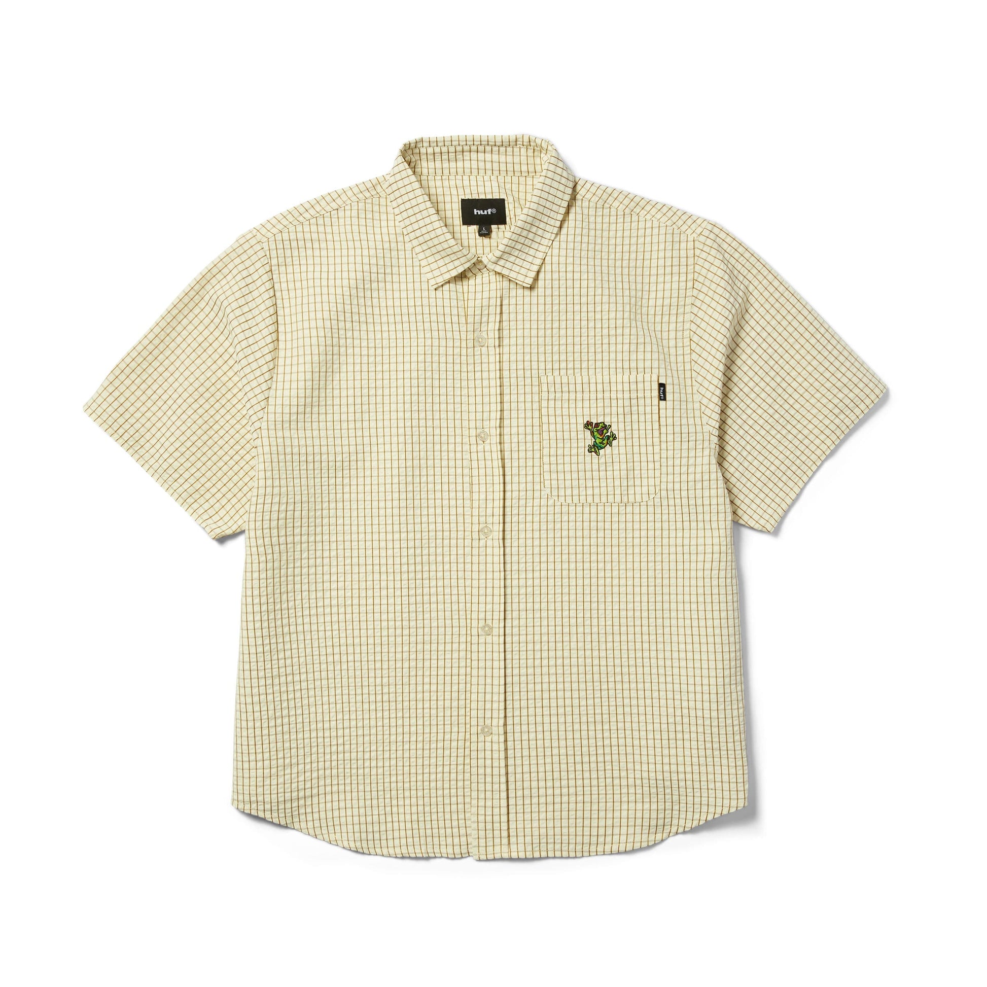 HUF SHORT SLEEVE SHIRT HUF Stuck On You Plaid Short Sleeve Tee - Natural