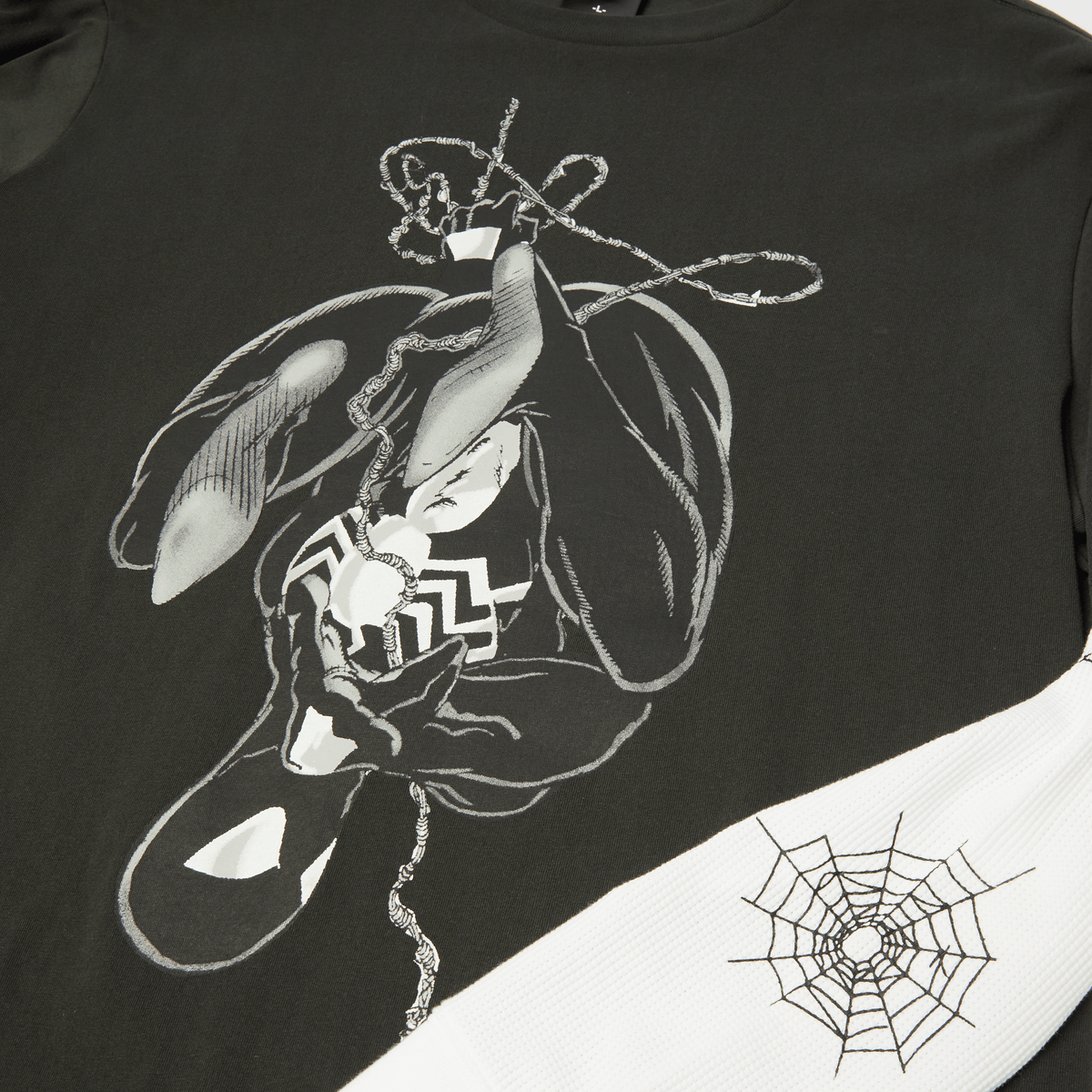 HUF LONGSLEEVE TEE HUF Web L/S Double Layer Top - (Spider-Man) Black