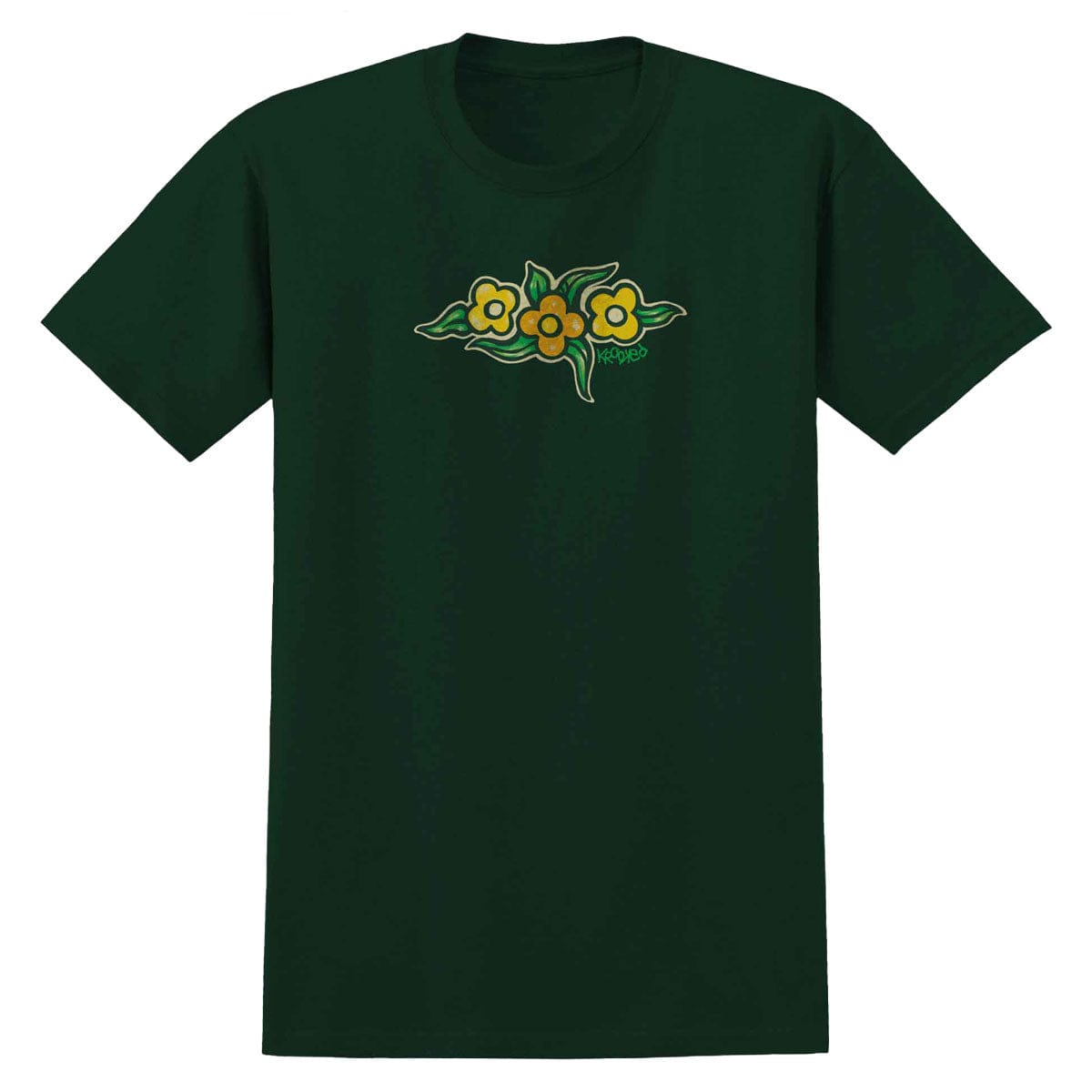 KROOKED T-SHIRT Krooked Flowers Tee - Forest Green