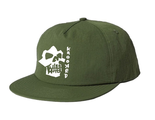 KROOKED HAT Krooked Skulls Snapback Hat - Olive