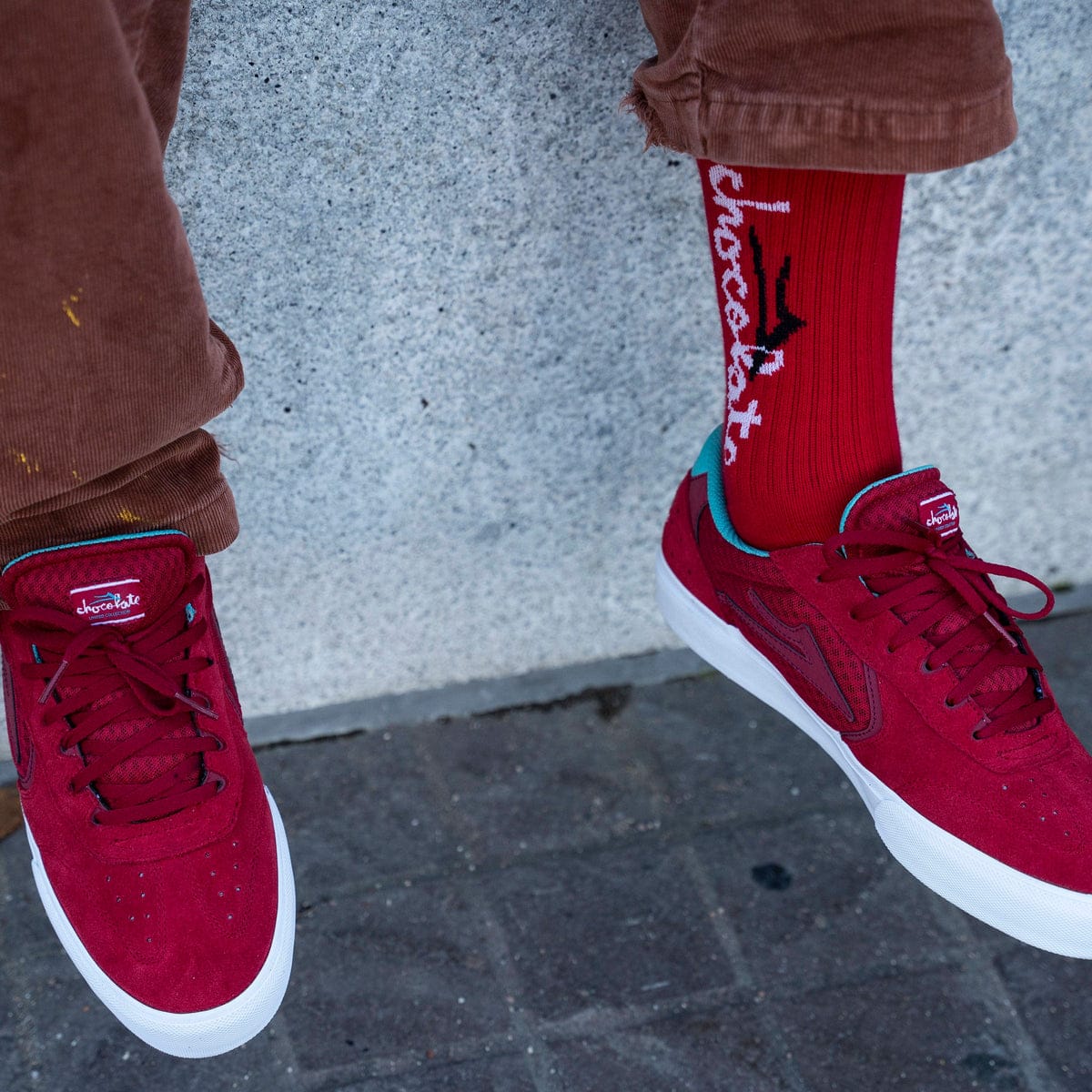 LAKAI SOCKS Red Lakai Chunk Logo Sock - (Chocolate)