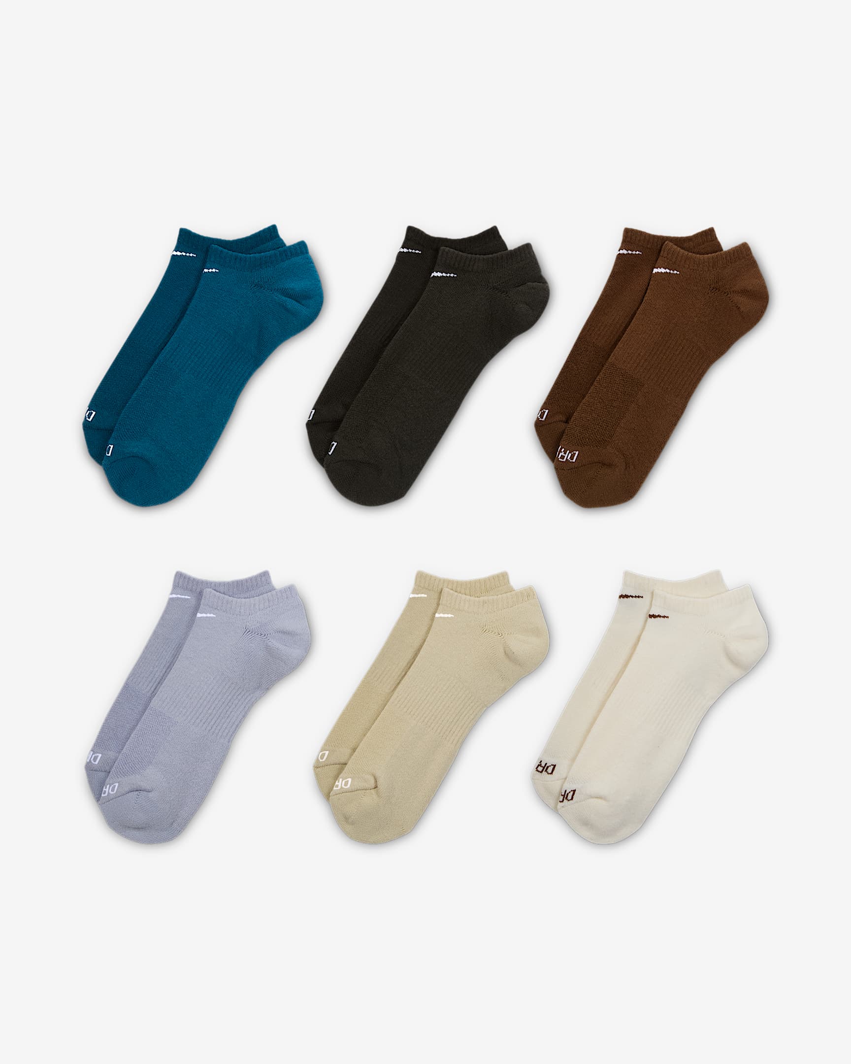 NIKE SB SOCKS M (6.0 - 8.0) Nike Everyday Plus Cushioned Training Low Cut Socks 6 Pack - Assorted