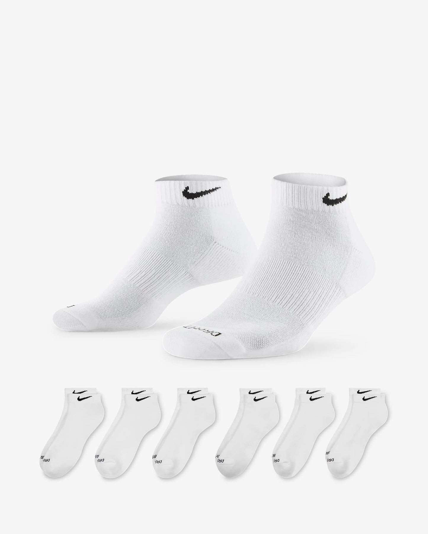 NIKE SB SOCKS 8-12 Nike Everyday Plus Cushioned Training Low Socks 6 Pack - White