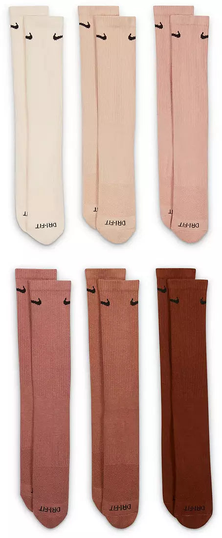 NIKE SB SOCKS 6.0 - 8.0 Nike Everyday Plus Cushioned Training Socks 6 Pack - Mineral Clay