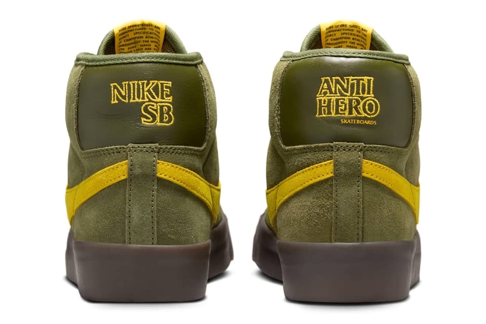 NIKE SB SHOE NIKE SB Nike SB Zoom Blazer Mid QS - (Anti Hero) Rough Green Amarillo