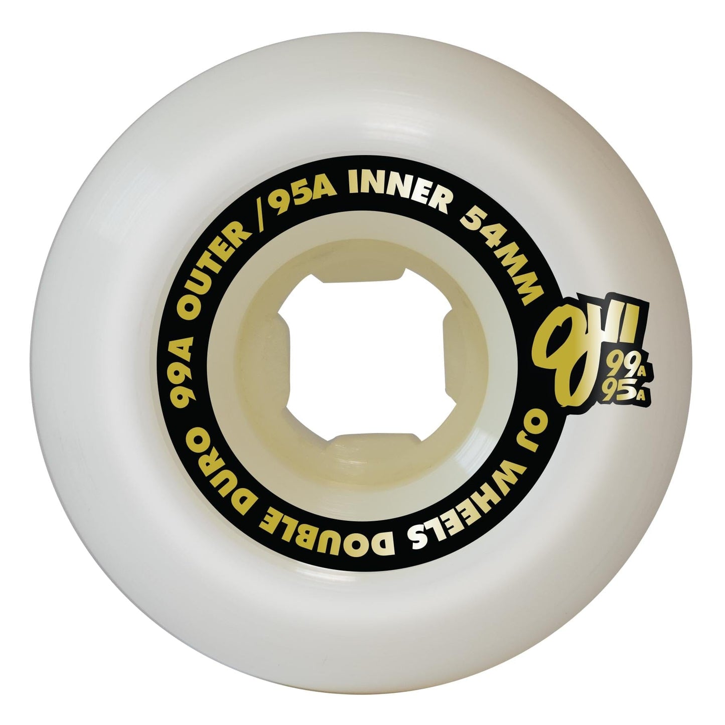 OJ WHEELS WHEELS 54mm OJ Double Duro White Hardline Wheels 101A/95A