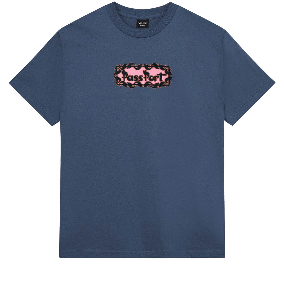 PASSPORT SKATEBOARDS T-SHIRT XL Passport Pattoned Tee - Harbour Blue